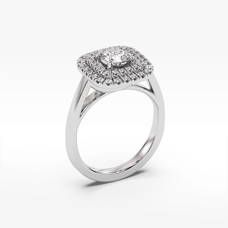 Pierścionek z białego złota z diamentami