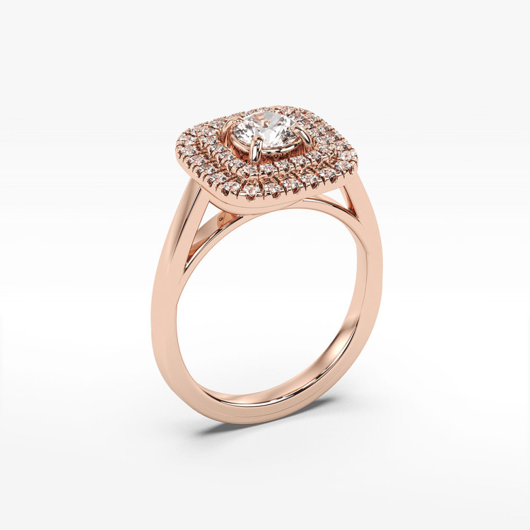 Pierścionek z różowego złota z diamentami