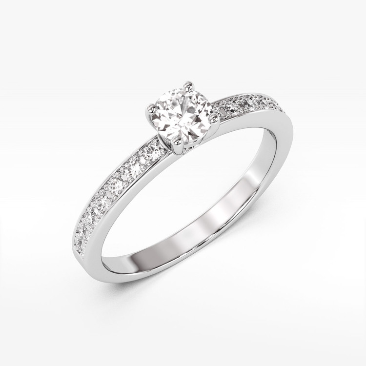 Pierścionek z białego złota z diamentami