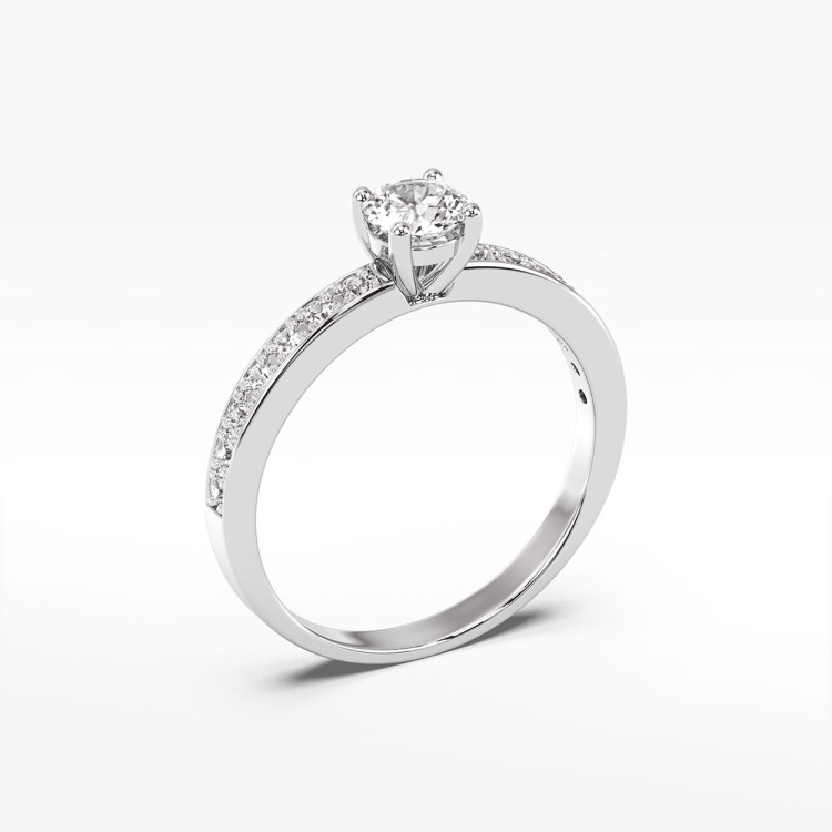 Pierścionek z białego złota z diamentami