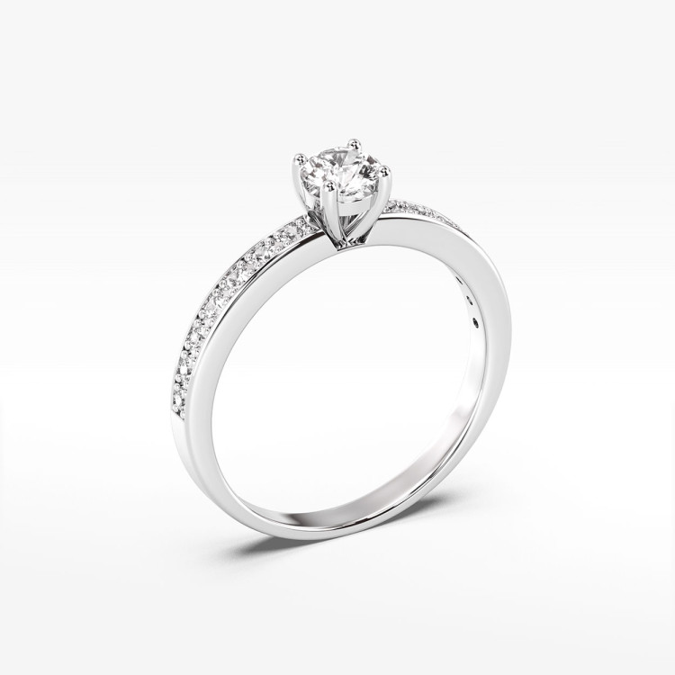 Pierścionek z białego złota z diamentami