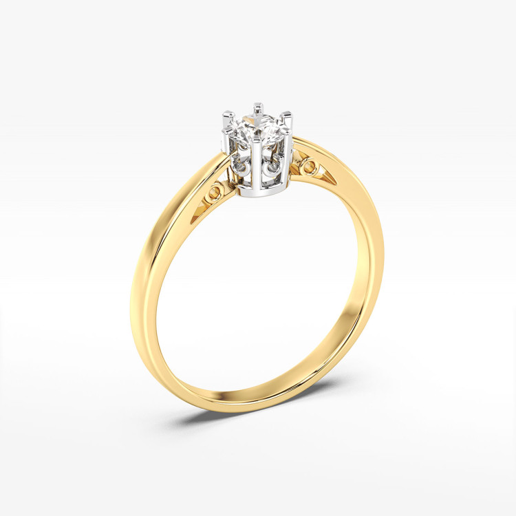 Klasyczny złoty pierścionek z diamentem