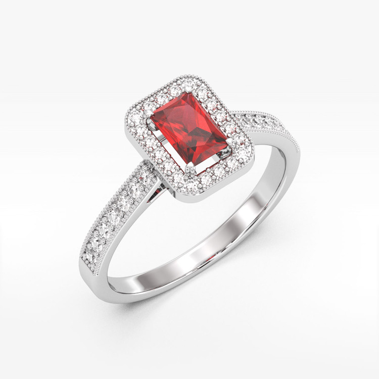 Złoty pierścionek z rubinem i diamentami