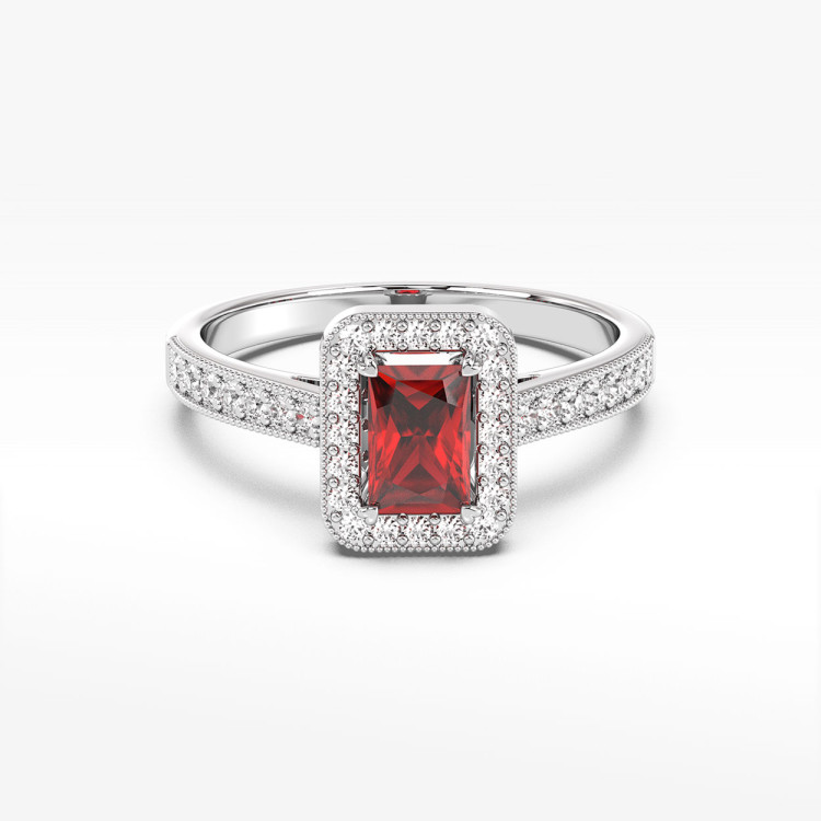 Złoty pierścionek z rubinem i diamentami