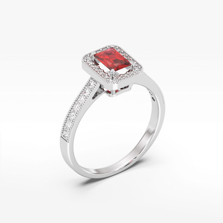 Złoty pierścionek z rubinem i diamentami