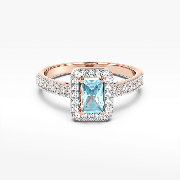 Złoty pierścionek z topazem i diamentami