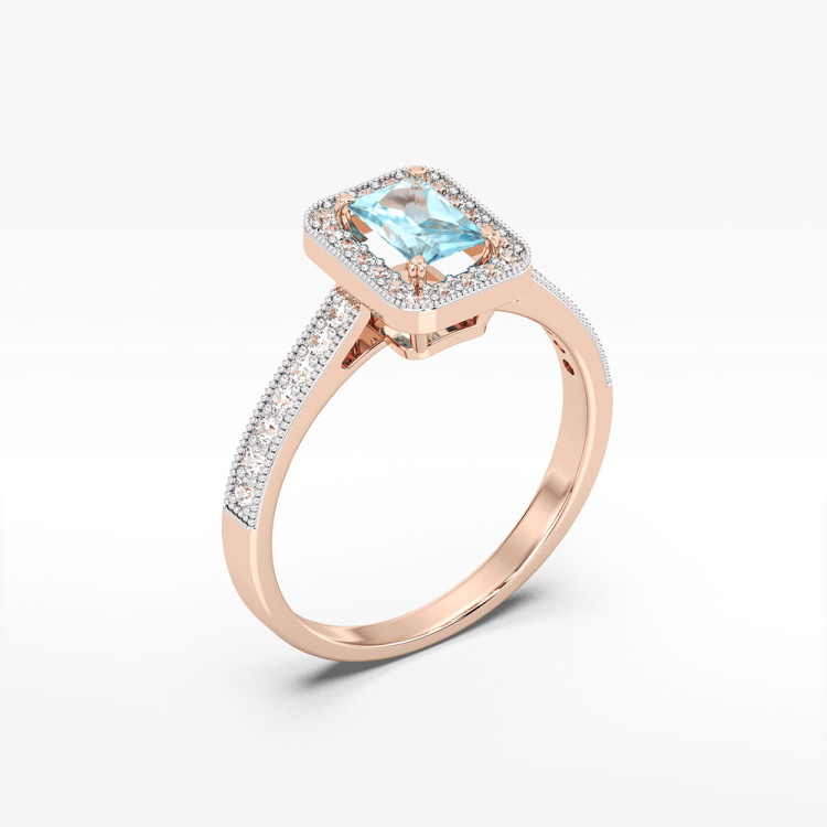 Złoty pierścionek z topazem i diamentami