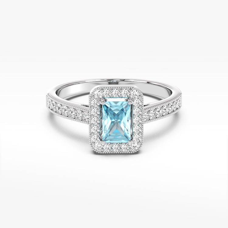 Złoty pierścionek z topazem i diamentami