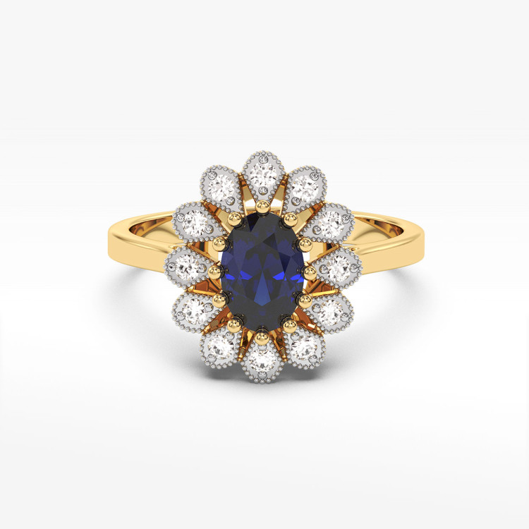 Złoty pierścionek z szafirami