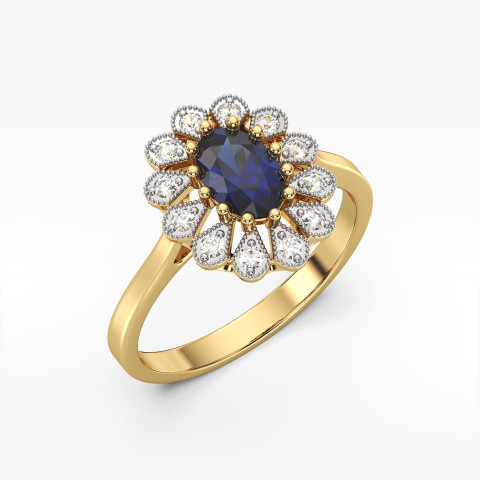Złoty pierścionek z szafirami