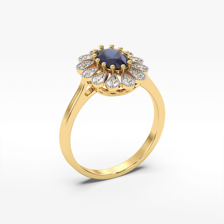 Złoty pierścionek z szafirami