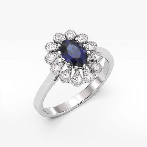 Złoty pierścionek z szafirami