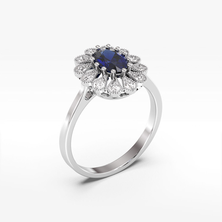 Złoty pierścionek z szafirami