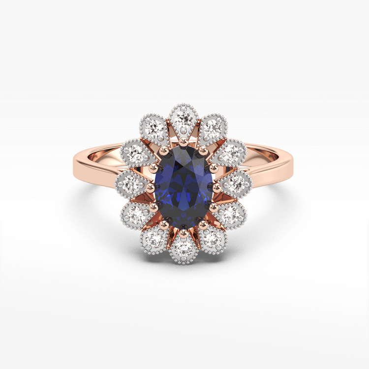 Złoty pierścionek z szafirami