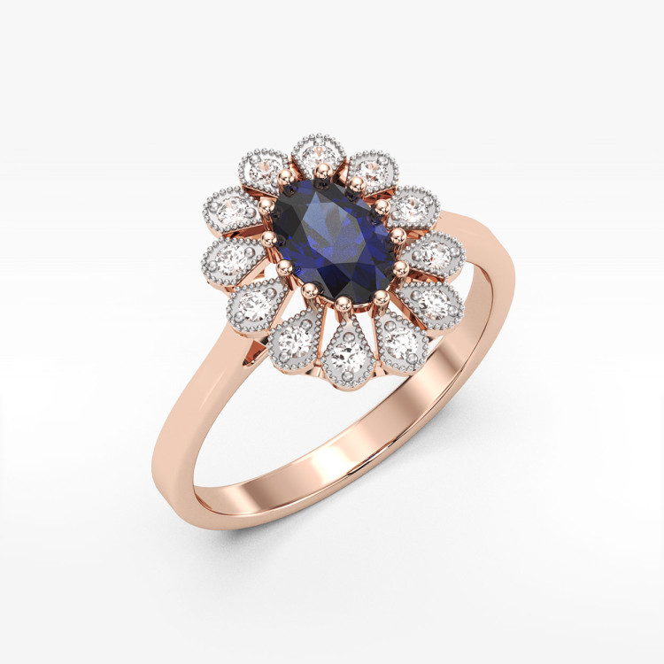 Złoty pierścionek z szafirami