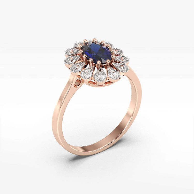 Złoty pierścionek z szafirami