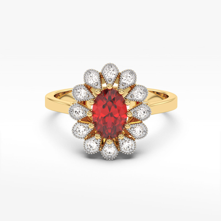 Złoty pierścionek z rubinem