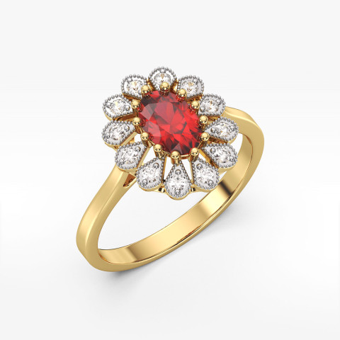 Złoty pierścionek z rubinem