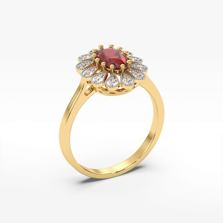 Złoty pierścionek z rubinem