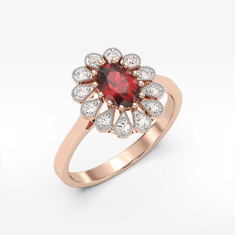 Złoty pierścionek z rubinem