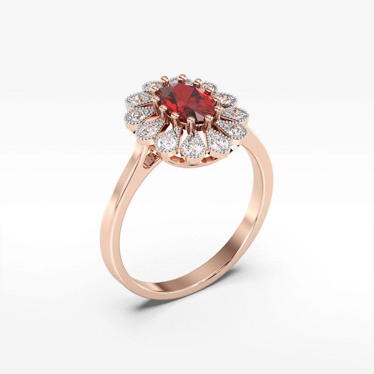 Złoty pierścionek z rubinem