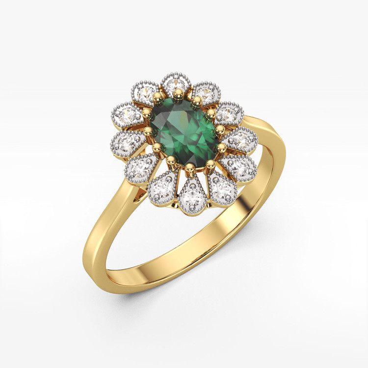 Złoty pierścionek z szmaragdem