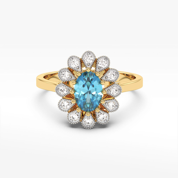 Złoty pierścionek z topazem