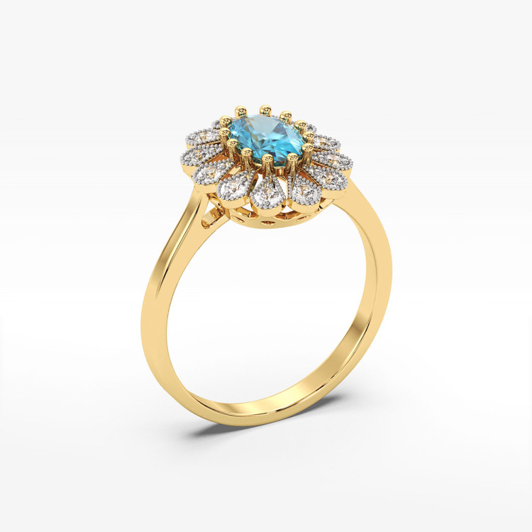 Złoty pierścionek z topazem