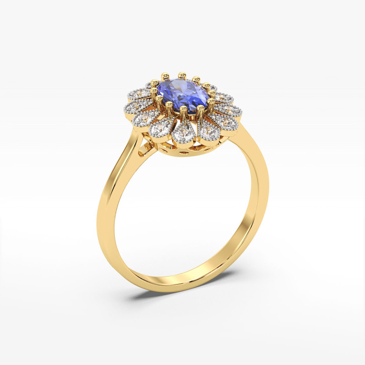 Pierścionek z tanzanitem i diamentami