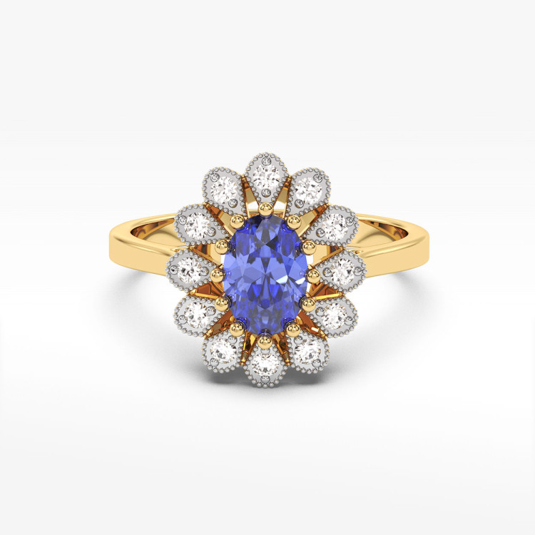 Pierścionek z tanzanitem i diamentami