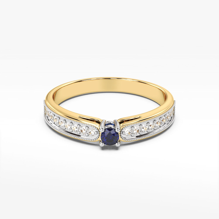 Pierścionek z szafirem i diamentami