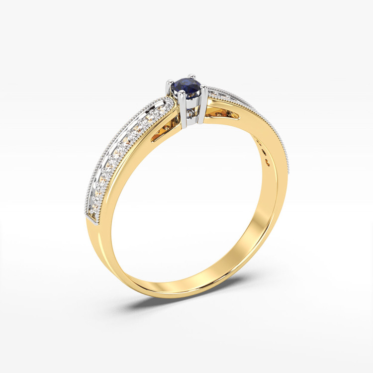 Pierścionek z szafirem i diamentami