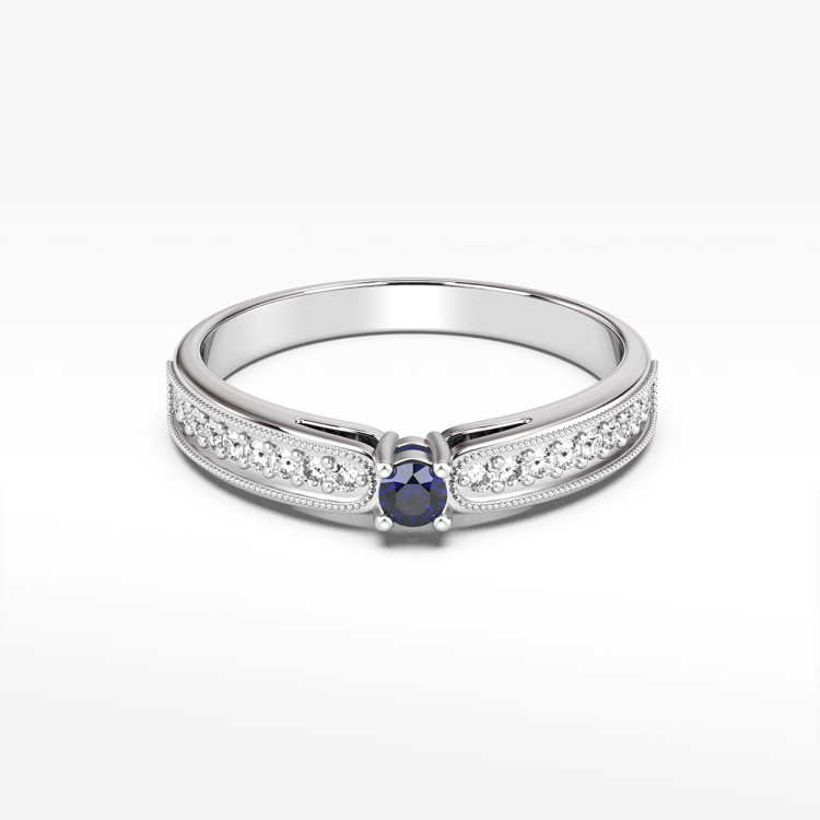 Pierścionek z szafirem i diamentami