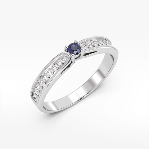 Pierścionek z szafirem i diamentami