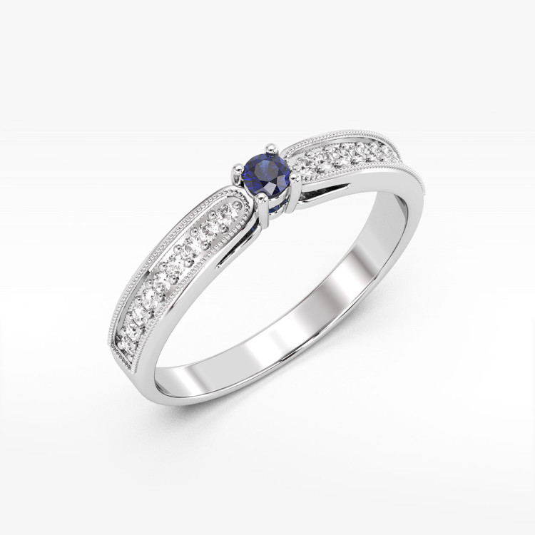 Pierścionek z szafirem i diamentami
