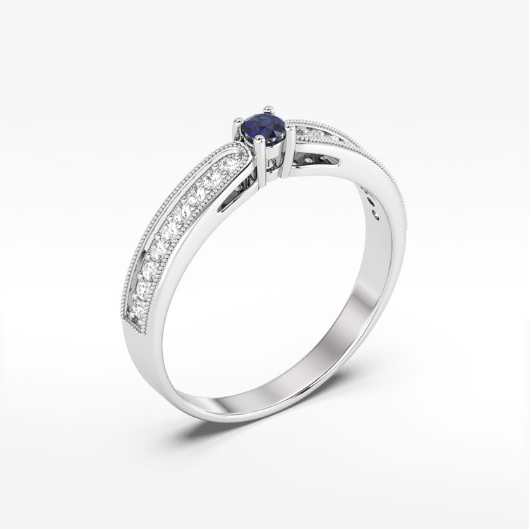 Pierścionek z szafirem i diamentami