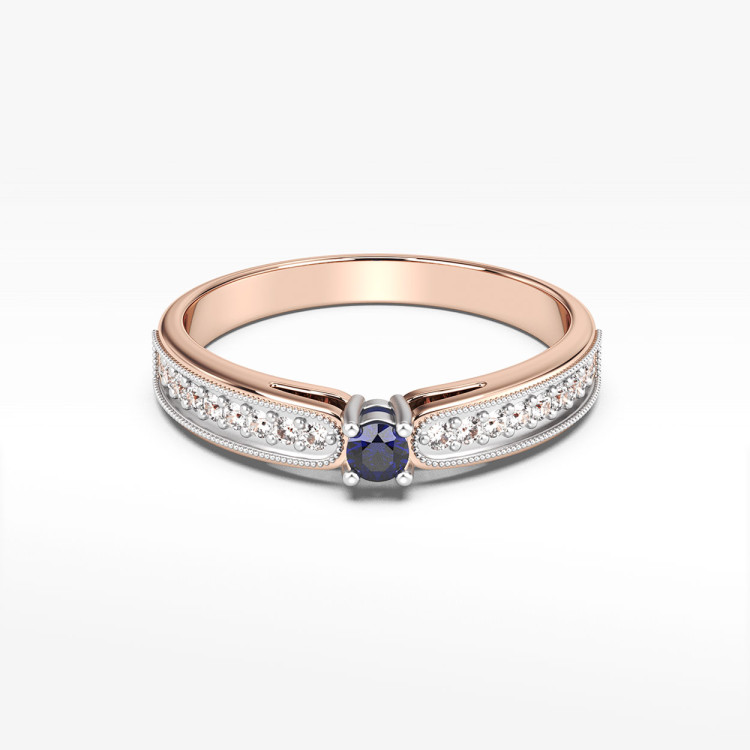 Pierścionek z szafirem i diamentami