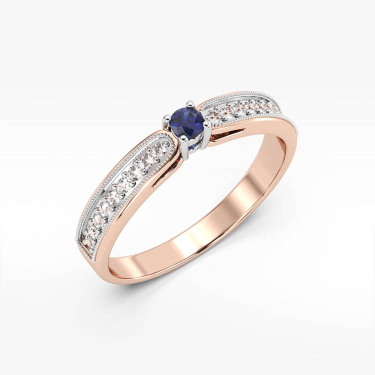 Pierścionek z szafirem i diamentami