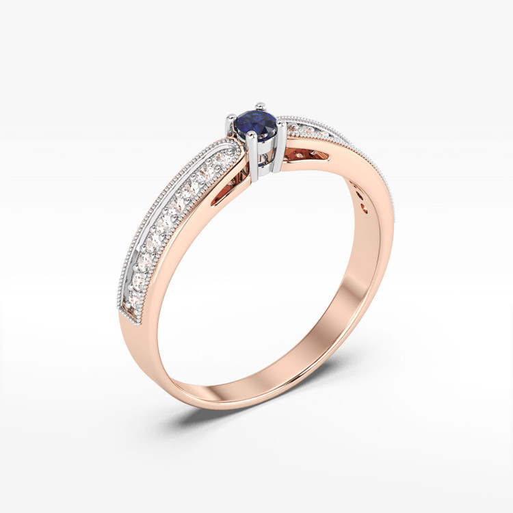 Pierścionek z szafirem i diamentami