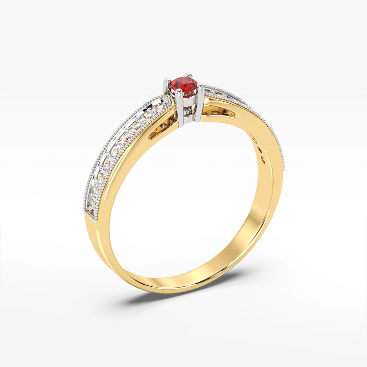 Pierścionek z rubinem i diamentami
