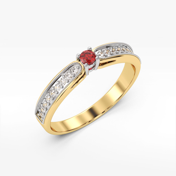 Pierścionek z rubinem i diamentami