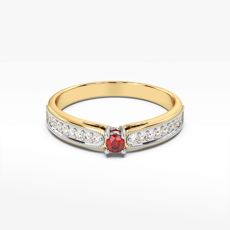 Pierścionek z rubinem i diamentami