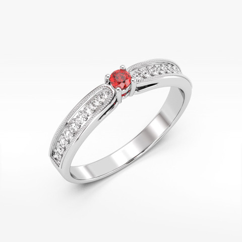 Pierścionek z rubinem i diamentami