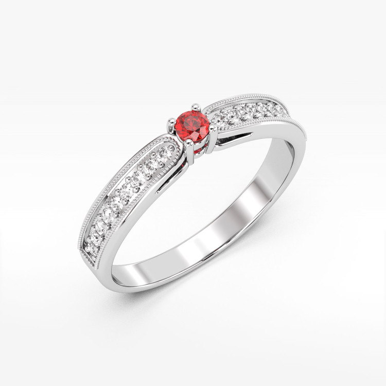 Pierścionek z rubinem i diamentami