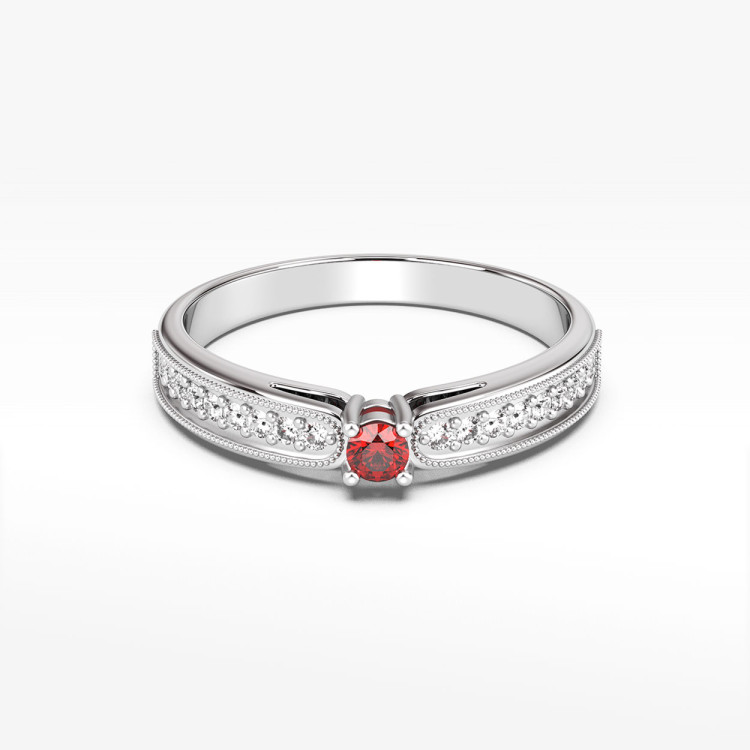 Pierścionek z rubinem i diamentami