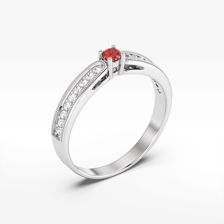 Pierścionek z rubinem i diamentami