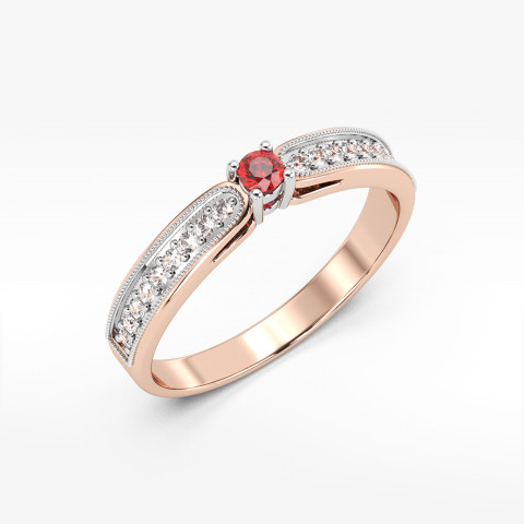 Pierścionek z rubinem i diamentami