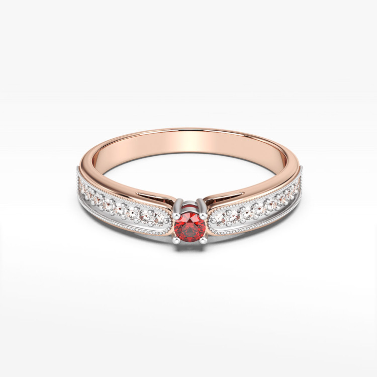 Pierścionek z rubinem i diamentami