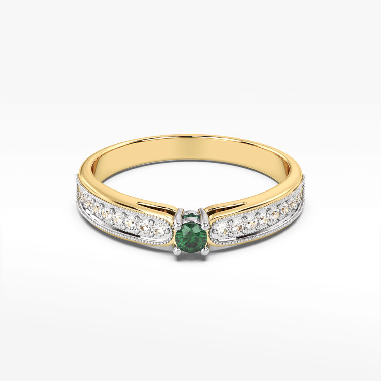 Pierścionek z szmaragdem i diamentami