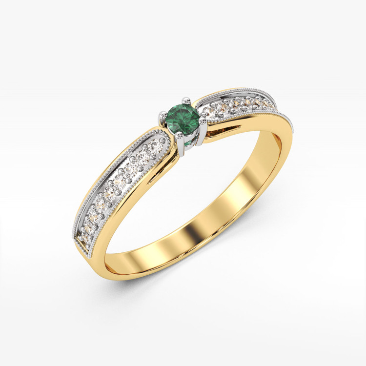 Pierścionek z szmaragdem i diamentami